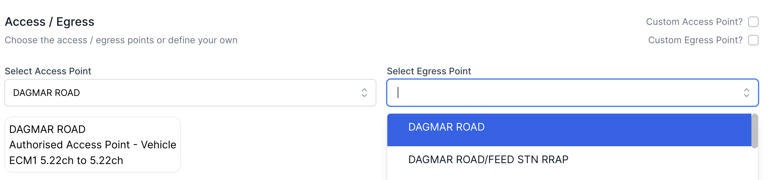 Access & Egress Section