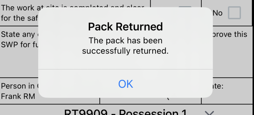 Pack Return Success Modal
