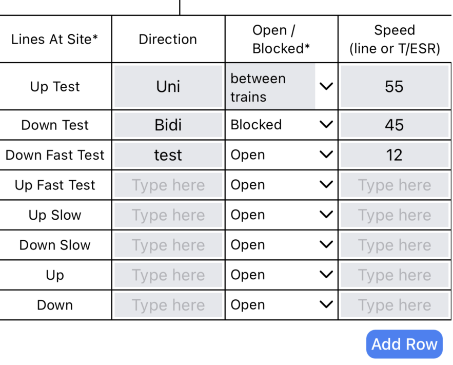 Lines at Site section