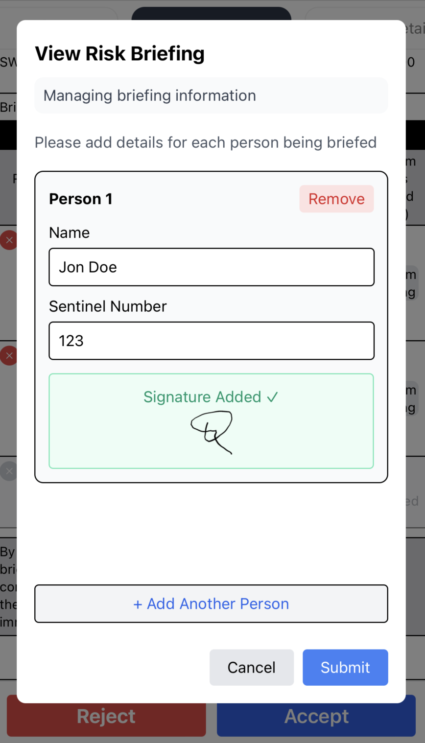 Workgroup Briefing Modal