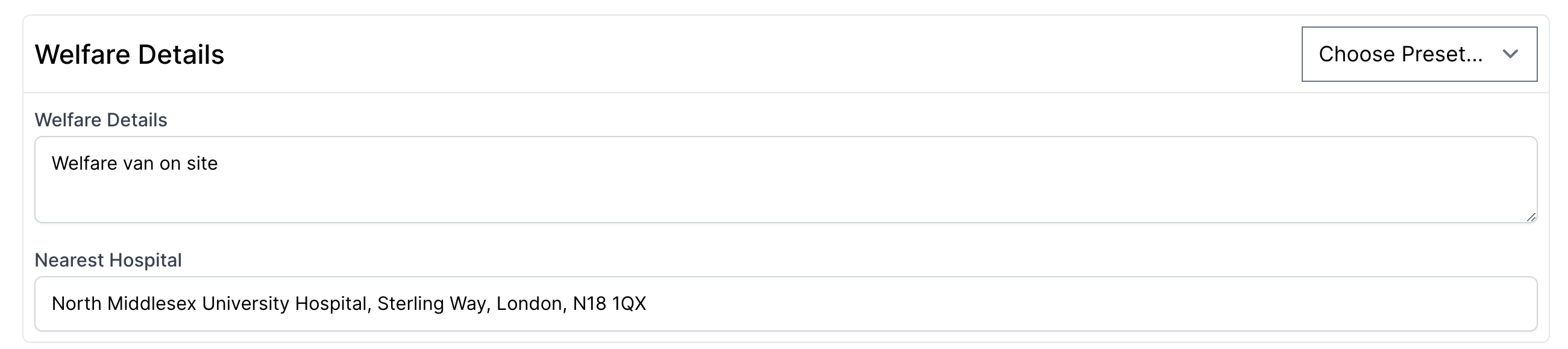 Nearest Hospital Section